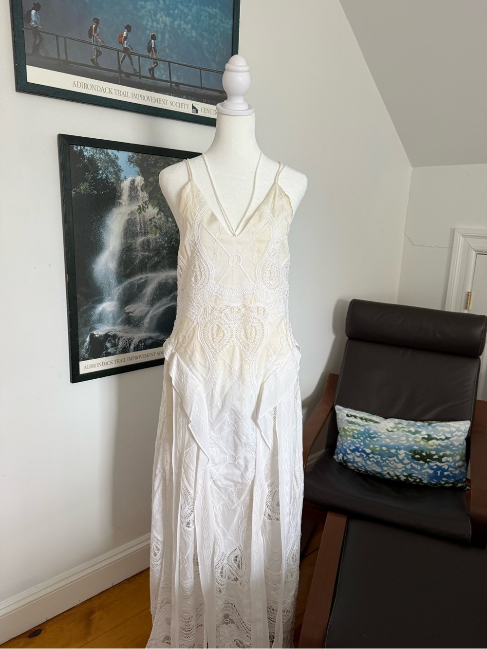 Jonathan Simkhai Ivory Lace Maxi Dress with V-Neck
